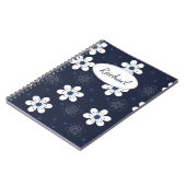 Navy Blue Pretty Floral Personalised ノートブック (左側)