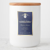 Navy Blue Product Label Gold Frame Logo Monogram フードラベル (正面)