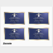 Navy Blue Product Label Gold Frame Logo Monogram 長方形シール (シート)