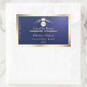 Navy Blue Product Label Gold Frame Logo Monogram 長方形シール (バッグ)