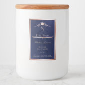 Navy Blue Product Label Rose Gold Frame Monogram フードラベル (正面)