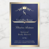 Navy Blue Product Label with Gold Frame Monogram フードラベル (シングルラベル)