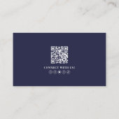 Navy Blue Professional QR Code Photo Logo 名刺 (裏面)