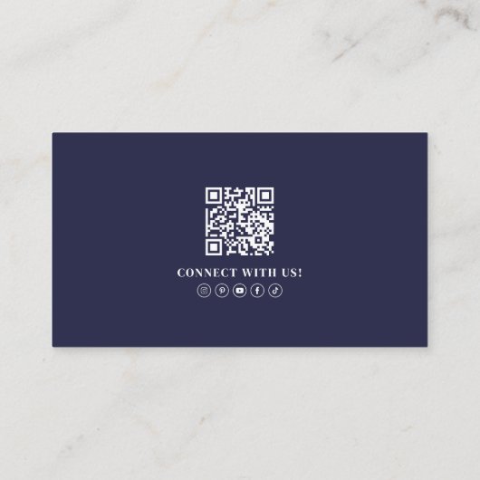 Navy Blue Professional QR Code Photo Logo 名刺 (裏面)