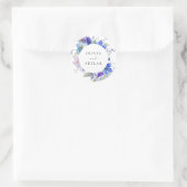 Navy Blue Purple Mauve Pink Flower Wedding ラウンドシール (バッグ)