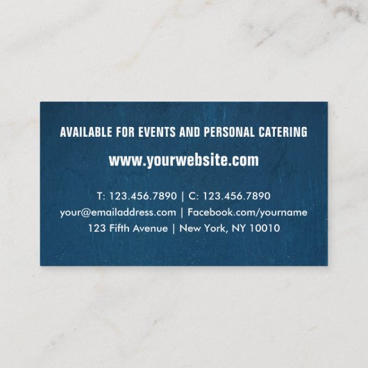 Navy Blue, QR Code, Catering, Chef, Restaurant 名刺 (裏面)