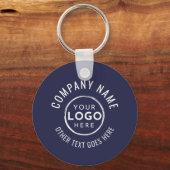 Navy Blue QR Code Company Logo キーホルダー (正面)