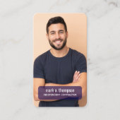 Navy Blue QR Code Photo Connect Modern 名刺 (正面)