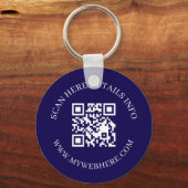 Navy Blue QR Code Text Corporate Swag Keychains キーホルダー (裏面)