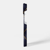 Navy Blue Quilted Leather & Gold Studs Phone Case iPhoneケース (左側面)