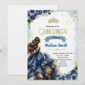 Navy Blue Quinceanera Invitation 招待状 (正面/裏面)
