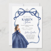 Navy Blue Quinceanera Invitation 招待状 (正面)