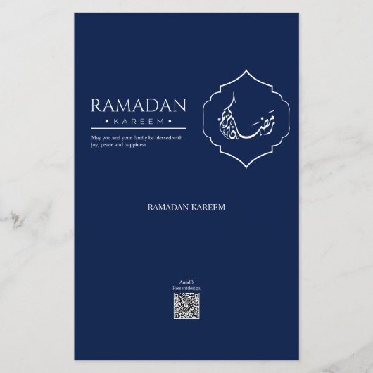 Navy Blue Ramadan Kareem Chocolate Bar Wrapper  チラシ (正面)
