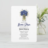 Navy Blue Ranunculus Mason Jar Bridal Shower 招待状 (スタンド正面)