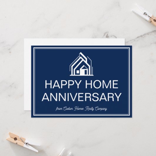 Navy Blue Real Estate Business Custom Marketing カード (正面/裏面インサイチュ)