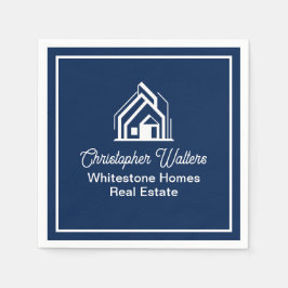 Navy Blue Real Estate Company Custom Realtor スタンダードカクテルナプキン