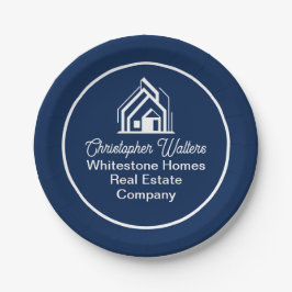 Navy Blue Real Estate Company Custom Realtor Party ペーパープレート