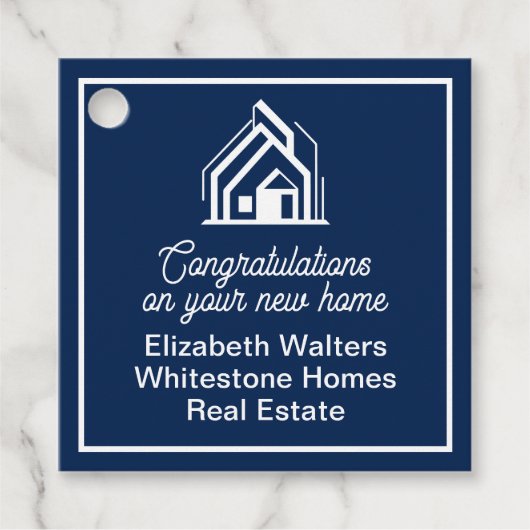 Navy Blue Real Estate Company Customized Party フェイバータグ (正面)