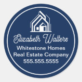 Navy Blue Real Estate Company Customized Realtor ラウンドシール (正面)