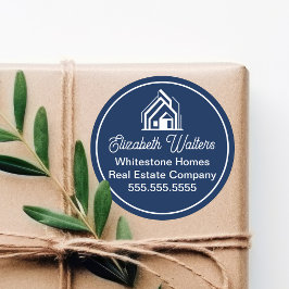Navy Blue Real Estate Company Customized Realtor ラウンドシール