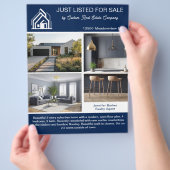 Navy Blue Real Estate Home Listing 2 Sided Modern チラシ (手)