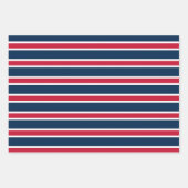 Navy Blue, Red, and White Chevron & Stripe Pattern ラッピングペーパーシート (正面3)
