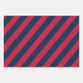 Navy Blue, Red, and White Chevron & Stripe Pattern ラッピングペーパーシート (正面2)