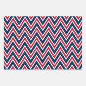 Navy Blue, Red, and White Chevron & Stripe Pattern ラッピングペーパーシート (正面)