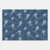 Navy Blue, Red, and White Football Patterns ラッピングペーパーシート (正面3)