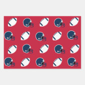Navy Blue, Red, and White Football Patterns ラッピングペーパーシート (正面2)