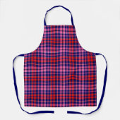Navy Blue Red Pink Plaid Tartan Design  エプロン (正面)