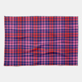 Navy Blue Red Pink Plaid Tartan Design  キッチンタオル (横)