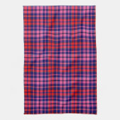 Navy Blue Red Pink Plaid Tartan Design  キッチンタオル (縦)