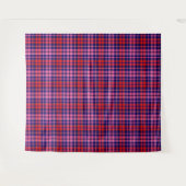 Navy Blue Red Pink Plaid Tartan Design  タペストリー (正面(横))