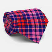 Navy Blue Red Pink Plaid Tartan Design  ネクタイ (ロール)