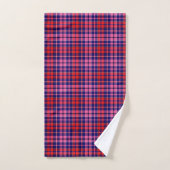 Navy Blue Red Pink Plaid Tartan Design  バスタオルセット (ハンドタオル)