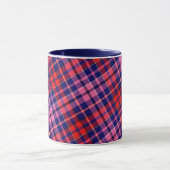 Navy Blue Red Pink Plaid Tartan Design  マグカップ (中央)