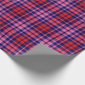 Navy Blue Red Pink Plaid Tartan Design  ラッピングペーパー (角)