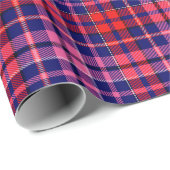 Navy Blue Red Pink Plaid Tartan Design  ラッピングペーパー (ロールコーナー)