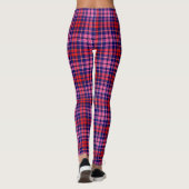 Navy Blue Red Pink Plaid Tartan Design  レギンス (裏面)