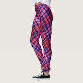 Navy Blue Red Pink Plaid Tartan Design  レギンス (左)