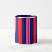 Navy Blue Red Pink Vertical Stripes Design   マグカップ (中央)