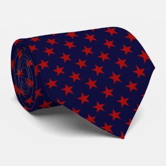 Navy Blue Red Star Pattern Work, Graduation, Gift ネクタイ