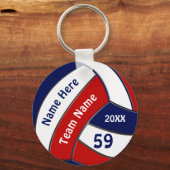 Navy Blue, Red, White, Volleyball Team Gift Ideas キーホルダー (正面)