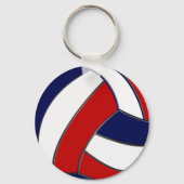 Navy Blue, Red, White, Volleyball Team Gift Ideas キーホルダー (裏面)