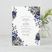 Navy Blue Regal Classic Wedding 招待状 (スタンド正面)