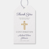 Navy Blue Religious Cross Boy Confirmation ギフトタグ (正面)
