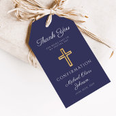 Navy Blue Religious Cross Boy Confirmation ギフトタグ