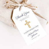 Navy Blue Religious Cross Boy Confirmation ギフトタグ