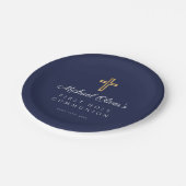 Navy Blue Religious Cross Boy First Communion ペーパープレート (アングル)